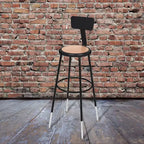 Hampden Furnishings Set di 2 Sgabelli da Bar Accento in Acciaio Resistente Regolabili in Altezza 81-99 cm con Schienale Nero: Design Moderno