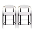 Christopher Knight Home Set of 2 25" Liam Modern Upholstered Iron Counter Height Barstools Beige/Black