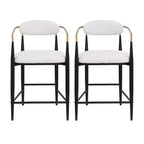 Christopher Knight Home Set of 2 25" Liam Modern Upholstered Iron Counter Height Barstools Beige/Black