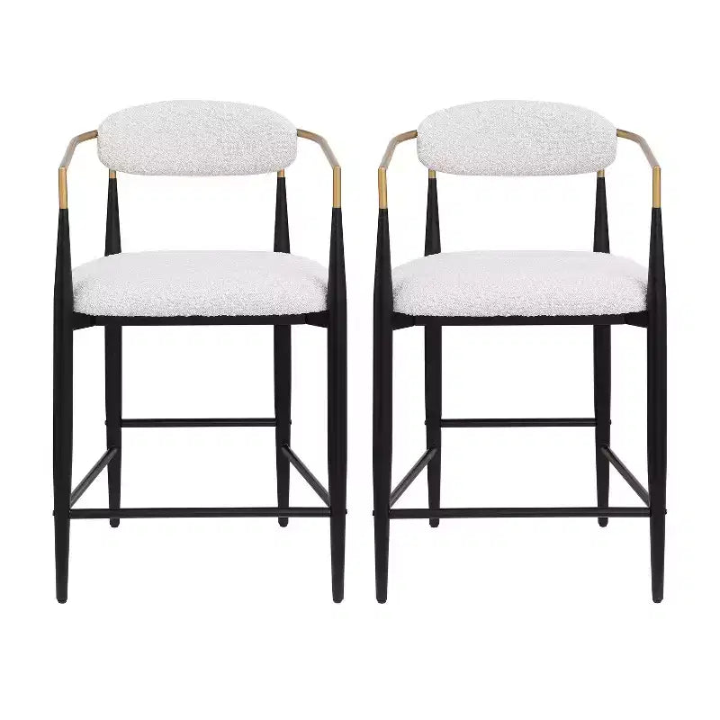Christopher Knight Home Set of 2 25" Liam Modern Upholstered Iron Counter Height Barstools Beige/Black