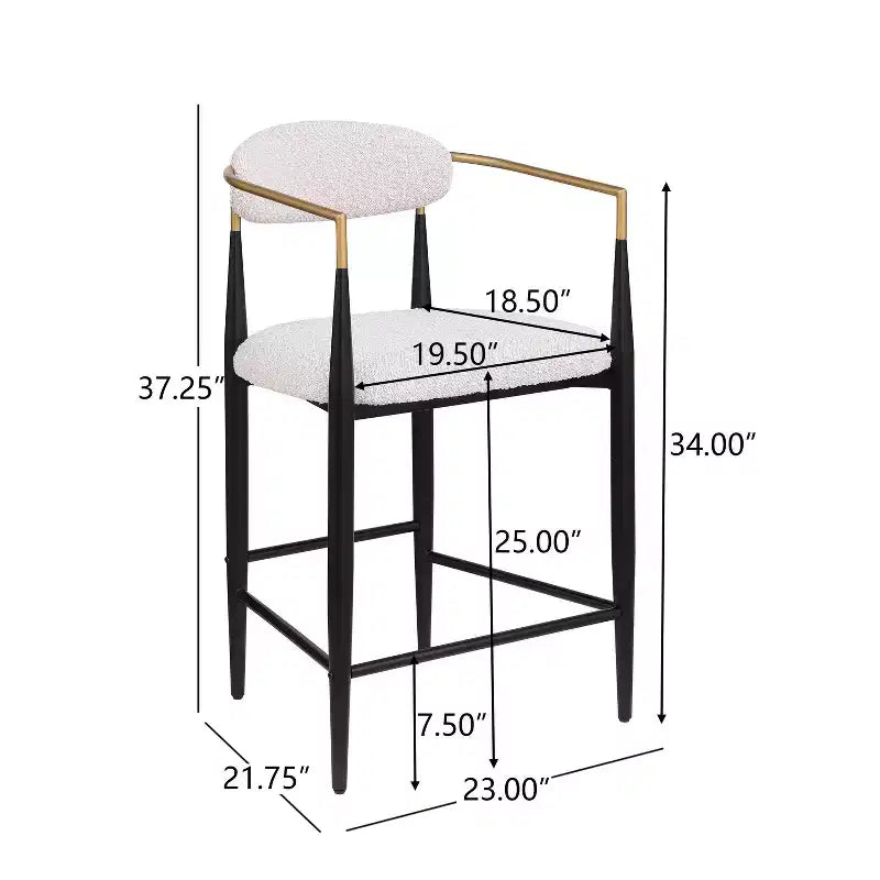 Christopher Knight Home Set di 2 sgabelli da bar alti 63,5 cm Liam moderni imbottiti in ferro, beige/nero