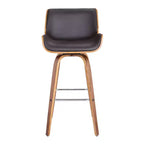 Sgabello da bar Gambier Mid-Century girevole, altezza bar, 76 cm, marrone - Armen Living: Regolabile, Similpelle, Struttura in Acciaio Cromato