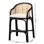 Sgabello da bar Miranda Two-Tone Rattan Counter Height Bianco/Marrone Naturale/Nero di bali & pari: Rivestimento in poliestere, nessun montaggio richiesto