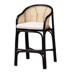 Sgabello da bar Miranda Two-Tone Rattan Counter Height Bianco/Marrone Naturale/Nero di bali & pari: Rivestimento in poliestere, nessun montaggio richiesto