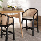 Sgabello da bar Miranda Two-Tone Rattan Counter Height Bianco/Marrone Naturale/Nero di bali & pari: Rivestimento in poliestere, nessun montaggio richiesto