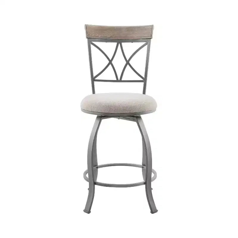 Sgabello da bar Carter girevole in metallo con rivestimento in peltro, altezza bancone - Powell
