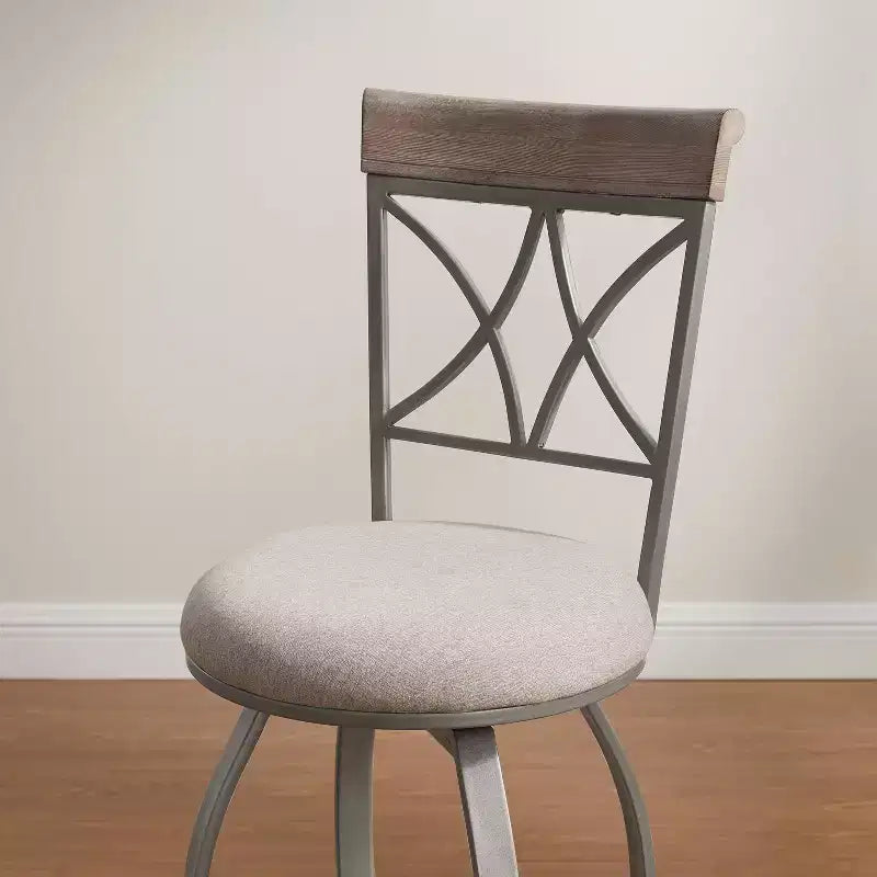 Sgabello da bar Carter girevole in metallo con rivestimento in peltro, altezza bancone - Powell