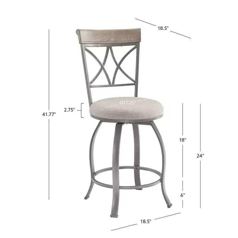 Sgabello da bar Carter girevole in metallo con rivestimento in peltro, altezza bancone - Powell