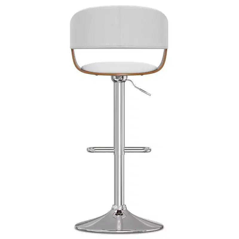 Sgabello da bar girevole regolabile Calinda Bianco: Moderno di metà secolo, Struttura in legno curvato, Rivestimento in lino - WyndenHall