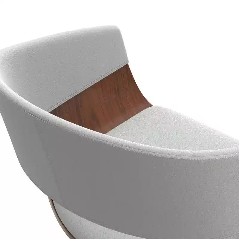 Sgabello da bar girevole regolabile Calinda Bianco: Moderno di metà secolo, Struttura in legno curvato, Rivestimento in lino - WyndenHall