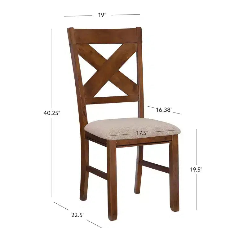 Set di 2 sedie laterali in tessuto Jackson Wide X Back, colore nocciola scuro - Powell