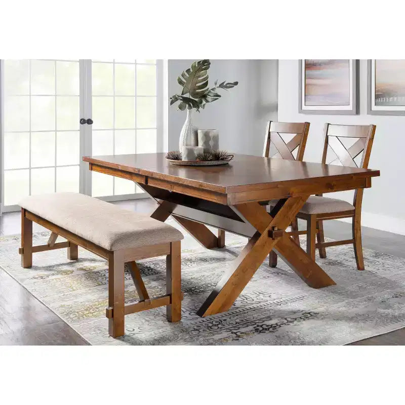 Set di 2 sedie laterali in tessuto Jackson Wide X Back, colore nocciola scuro - Powell