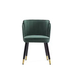 Sedia da pranzo in velluto Manhattan Comfort Zephyr verde cacciatore: imbottita, gambe in legno, nessun assemblaggio richiesto