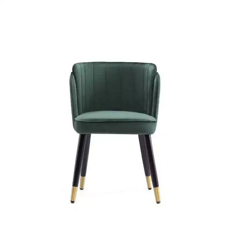 Sedia da pranzo in velluto Manhattan Comfort Zephyr verde cacciatore: imbottita, gambe in legno, nessun assemblaggio richiesto