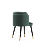 Sedia da pranzo in velluto Manhattan Comfort Zephyr verde cacciatore: imbottita, gambe in legno, nessun assemblaggio richiesto