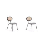Set di 2 sedie da pranzo Jardin con seduta imbottita nero/grigio - Manhattan Comfort: Mid-Century, struttura in legno di frassino, nessun assemblaggio richiesto