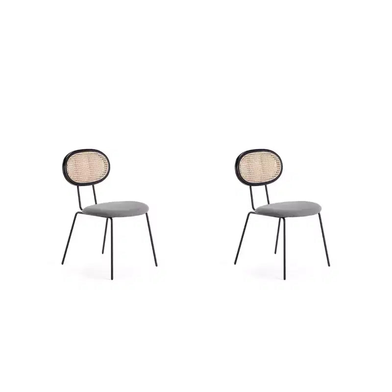 Set di 2 sedie da pranzo Jardin con seduta imbottita nero/grigio - Manhattan Comfort: Mid-Century, struttura in legno di frassino, nessun assemblaggio richiesto