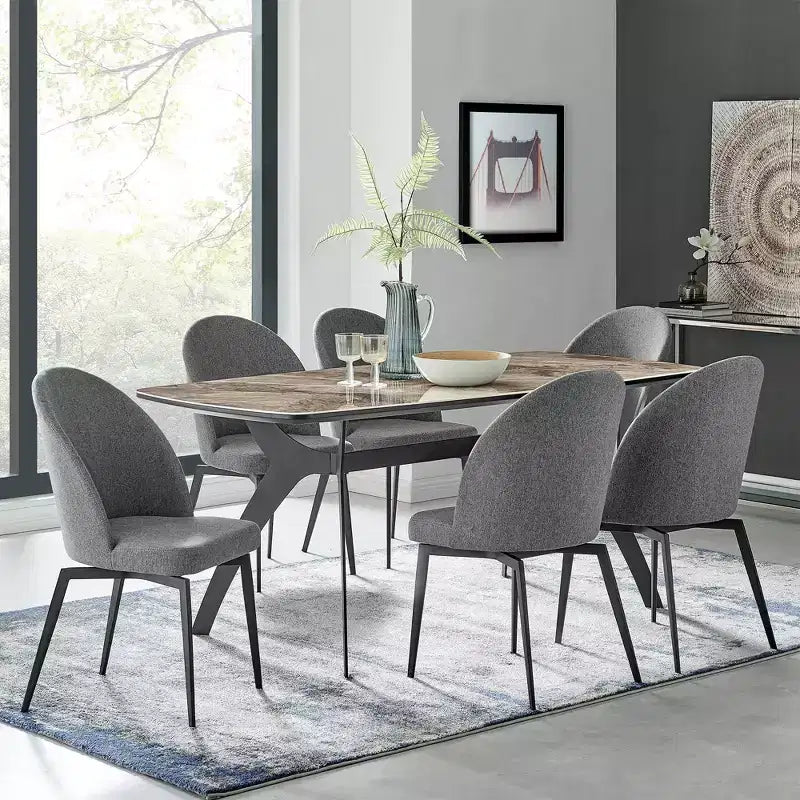 Set di 2 sedie da pranzo Sunny Swivel in tessuto e metallo grigie - Armen Living