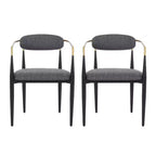Christopher Knight Home Set di 2 sedie da pranzo Elmore in ferro imbottite Antracite/Nero/Oro