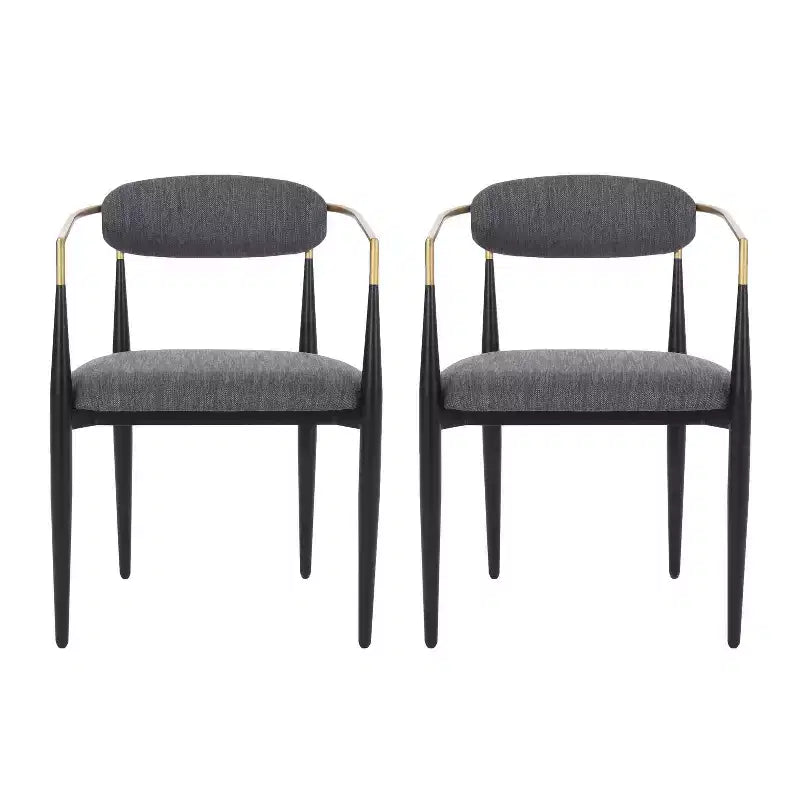 Christopher Knight Home Set di 2 sedie da pranzo Elmore in ferro imbottite Antracite/Nero/Oro