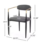 Christopher Knight Home Set di 2 sedie da pranzo Elmore in ferro imbottite Antracite/Nero/Oro