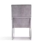 Fauteuil de salle à manger en velours Element gris : dossier haut, structure en acier inoxydable - Manhattan Comfort