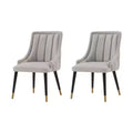 Set of 2 Eda Modern Velvet and Leatherette Upholstered Dining Chairs Gray - Manhattan Comfort