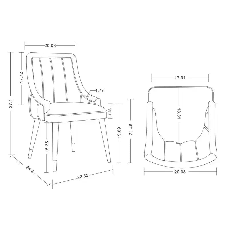 Set di 2 sedie da pranzo Eda moderne imbottite in velluto e similpelle grigie - Manhattan Comfort