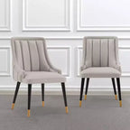 Set di 2 sedie da pranzo Eda moderne imbottite in velluto e similpelle grigie - Manhattan Comfort