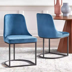 angelo:SEDIA DA PRANZO Mikita Barrel Back Blu: Rivestimento in Velluto, Struttura in Metallo, Design Moderno di Metà Secolo