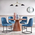 angelo:SEDIA DA PRANZO Mikita Barrel Back Blu: Rivestimento in Velluto, Struttura in Metallo, Design Moderno di Metà Secolo