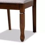 Set da 2 Sedie da Pranzo in Tessuto e Legno LanierFabric Grigio/Noce - Baxton Studio: Piedini Affusolati, Rivestimento in Poliestere