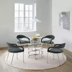 Set di 2 sedie da pranzo Armen Living Morgan rivestite in tessuto e acciaio inossidabile spazzolato, colore carbone