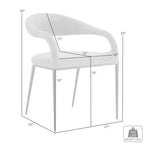 Set di 2 sedie da pranzo Armen Living Morgan rivestite in tessuto e acciaio inossidabile spazzolato, colore carbone