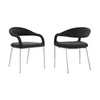 Set di 2 sedie da pranzo Armen Living Morgan rivestite in tessuto e acciaio inossidabile spazzolato, colore carbone