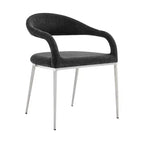 Set di 2 sedie da pranzo Armen Living Morgan rivestite in tessuto e acciaio inossidabile spazzolato, colore carbone