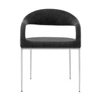 Set di 2 sedie da pranzo Armen Living Morgan rivestite in tessuto e acciaio inossidabile spazzolato, colore carbone