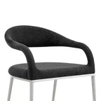 Set di 2 sedie da pranzo Armen Living Morgan rivestite in tessuto e acciaio inossidabile spazzolato, colore carbone
