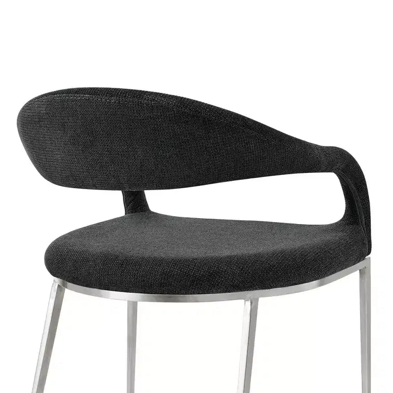Set di 2 sedie da pranzo Armen Living Morgan rivestite in tessuto e acciaio inossidabile spazzolato, colore carbone
