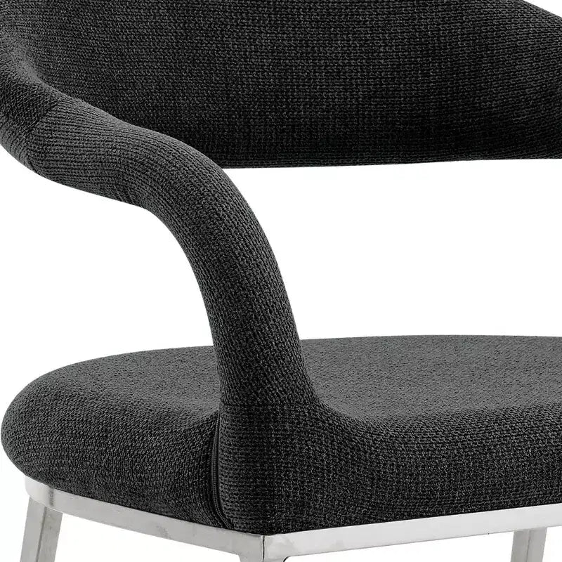 Set di 2 sedie da pranzo Armen Living Morgan rivestite in tessuto e acciaio inossidabile spazzolato, colore carbone