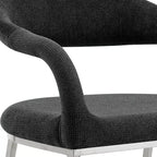 Set di 2 sedie da pranzo Armen Living Morgan rivestite in tessuto e acciaio inossidabile spazzolato, colore carbone