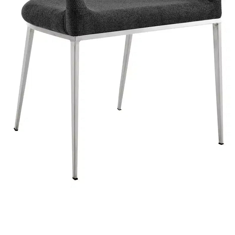 Set di 2 sedie da pranzo Armen Living Morgan rivestite in tessuto e acciaio inossidabile spazzolato, colore carbone