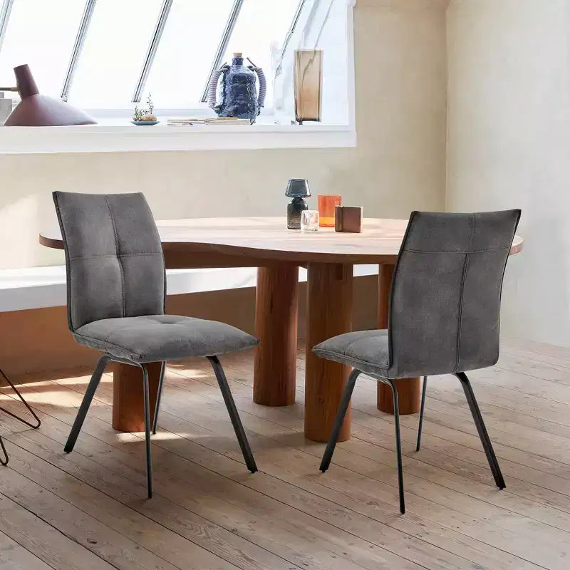 Set di 2 sedie da pranzo Rylee in tessuto grigio antracite/nero - Armen Living