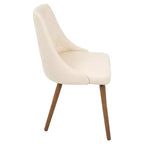 Sedia da pranzo moderna Giovanni Mid-Century Crema - Lumisource: Imbottita, Finitura noce, Similpelle