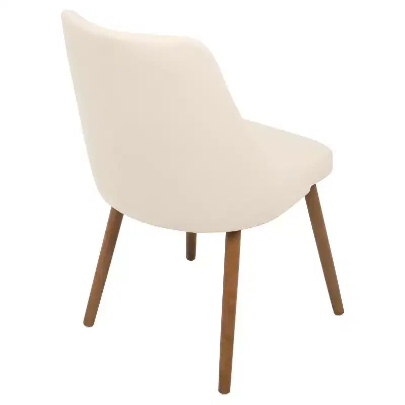 Sedia da pranzo moderna Giovanni Mid-Century Crema - Lumisource: Imbottita, Finitura noce, Similpelle