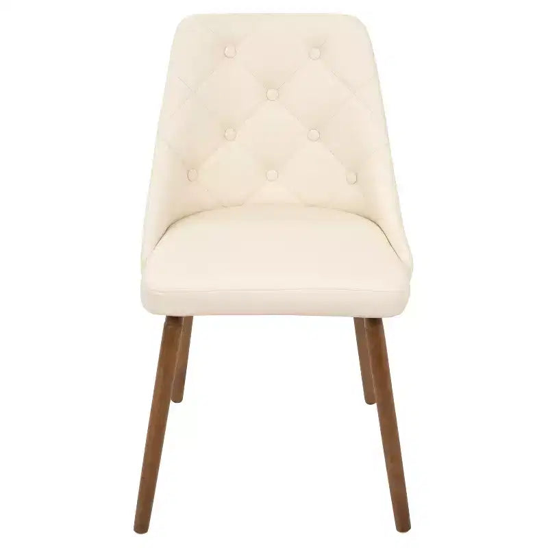 Sedia da pranzo moderna Giovanni Mid-Century Crema - Lumisource: Imbottita, Finitura noce, Similpelle