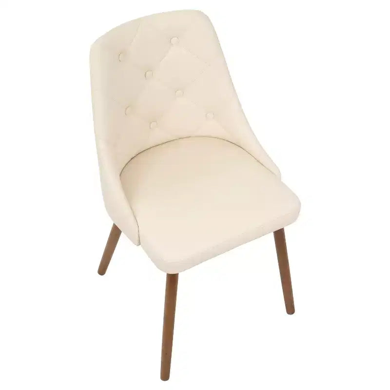 Sedia da pranzo moderna Giovanni Mid-Century Crema - Lumisource: Imbottita, Finitura noce, Similpelle
