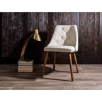 Sedia da pranzo moderna Giovanni Mid-Century Crema - Lumisource: Imbottita, Finitura noce, Similpelle