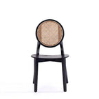 Set di 4 sedie da pranzo rotonde Versailles Nero/Naturale: Struttura in legno di frassino, nessun assemblaggio richiesto - Manhattan Comfort