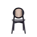 Set di 4 sedie da pranzo rotonde Versailles Nero/Naturale: Struttura in legno di frassino, nessun assemblaggio richiesto - Manhattan Comfort